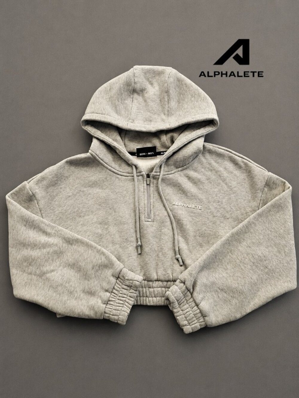 Alphalete Women's Cropped Half Zip Hoodie Gray Size Small Athleisure